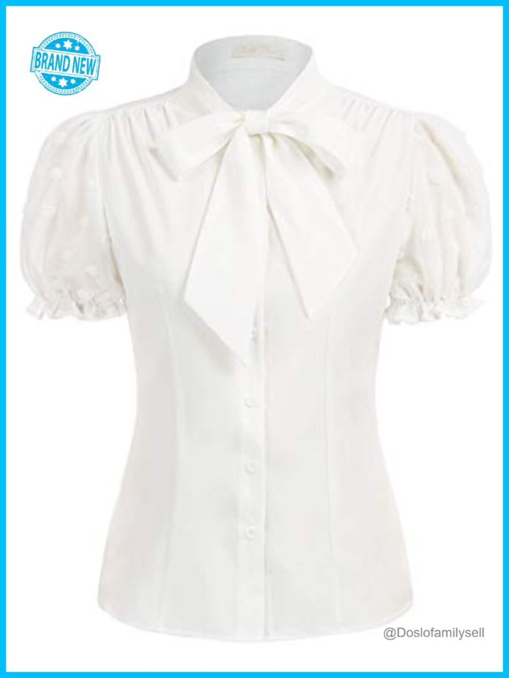 Mesh Puff Sleeve Blouse Bow Tie Neck Business Top